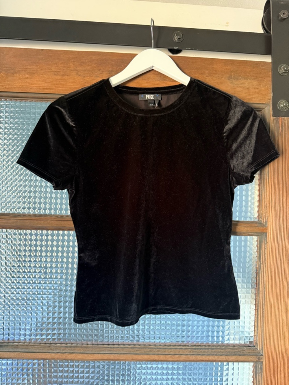 PAIGE Black Velvet Short Sleeve Crew Tee